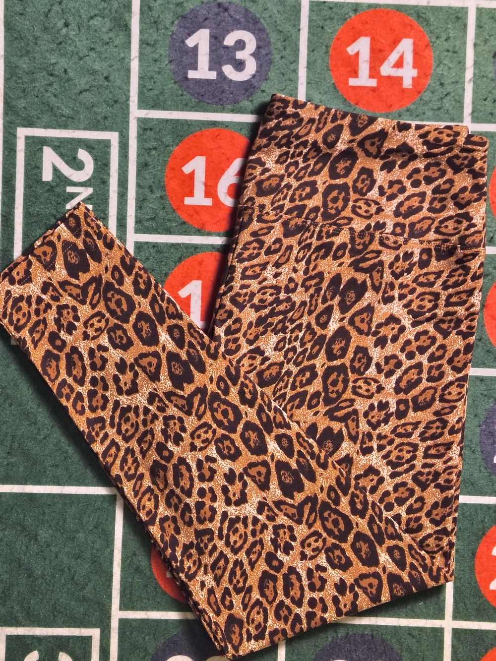 Kate Park Womens L Brown Black Leopard Print Stretch Leggings